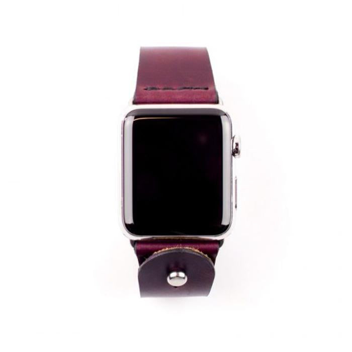Lizard leather watch strap, Burgundy color