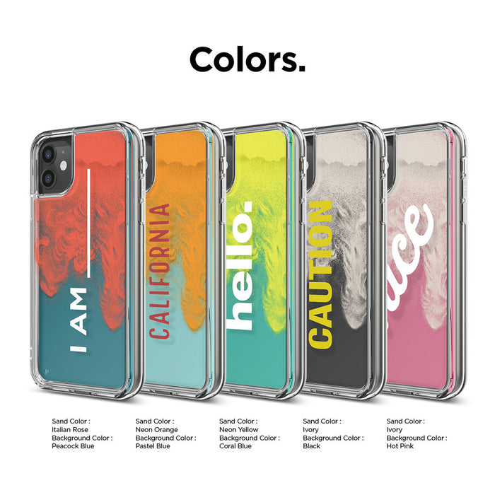 Elago iPhone 11/11 Pro/11 Pro Max Sand Case Hello: Neon Yellow (Night Glow Green) / Coral Blue