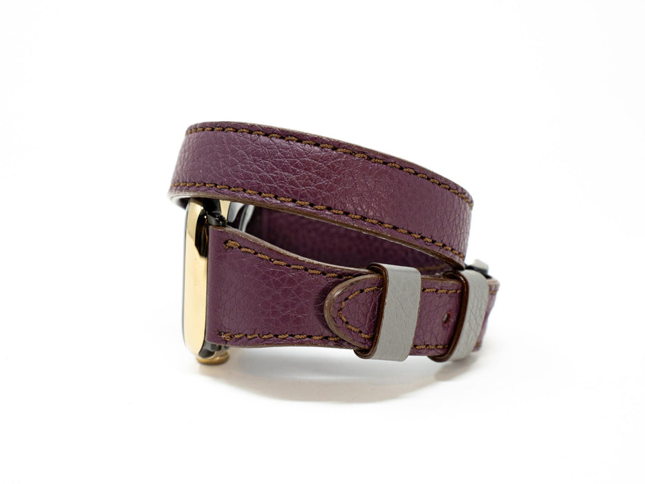 Olpr. leather goods co. Petite Double Italian Leather Apple Watch Band - Plum