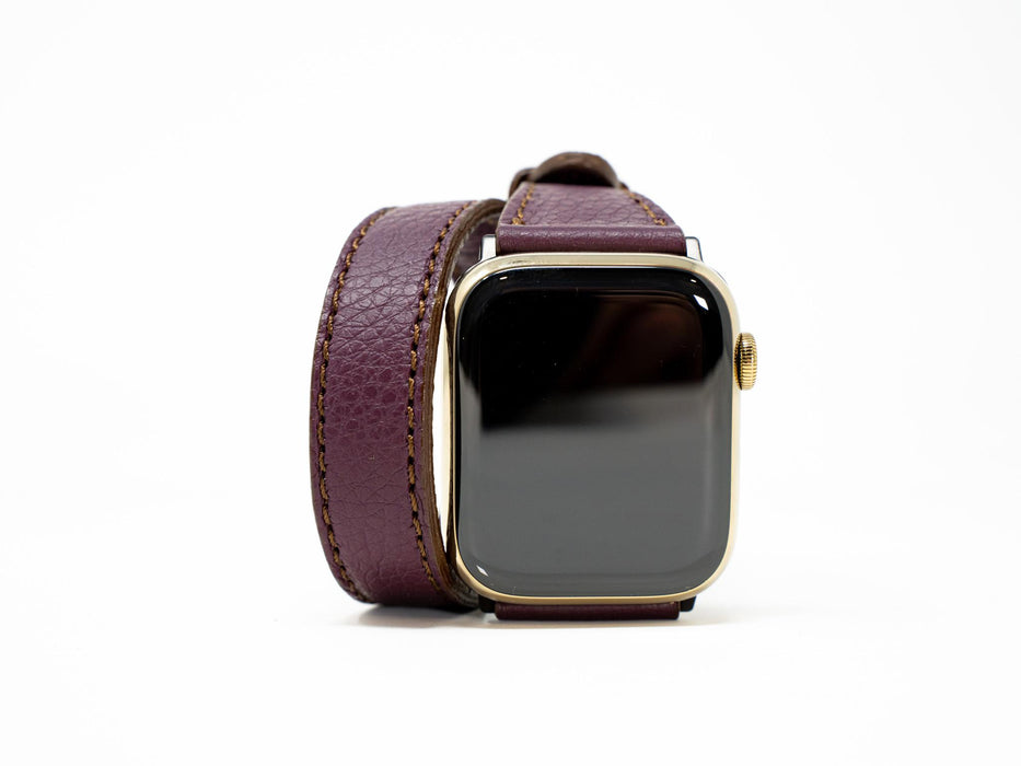 Olpr. leather goods co. Petite Double Italian Leather Apple Watch Band - Plum