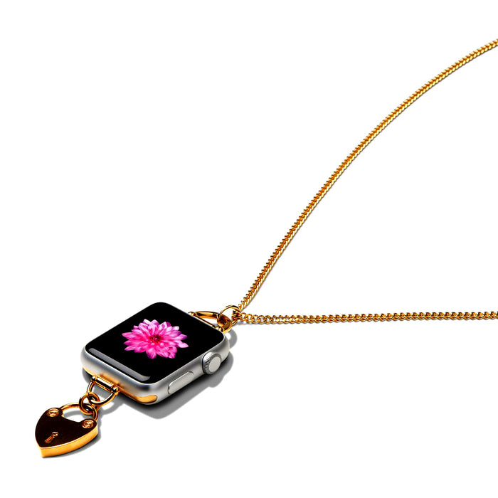 Bucardo Charm Apple Watch Necklace in Heartlock Gold Series 1-3