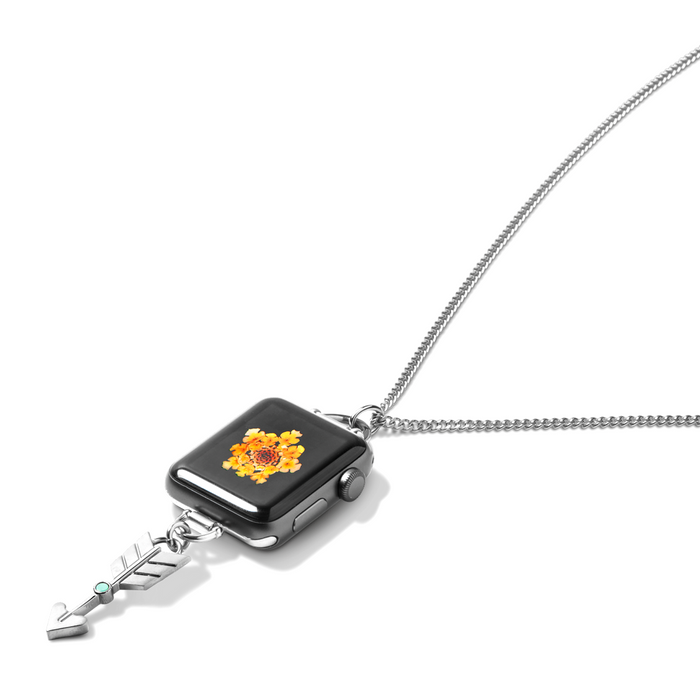 Bucardo Charm Apple Watch Necklace in Arrow Silver Series 1-3