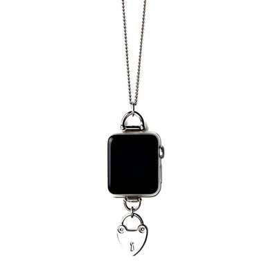 Bucardo Charm Apple Watch Necklace in Heartlock Silver Series 1-3