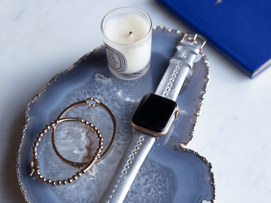 Goldenerre Metallic Silver Stud Band for the Apple Watch
