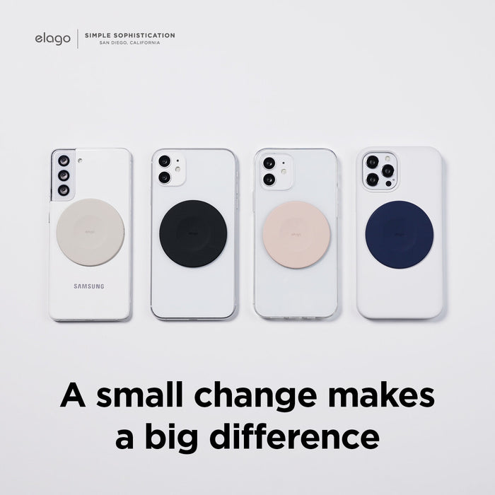 MagSafe ring sticker in multiple colors with Samsung and Apple phones.