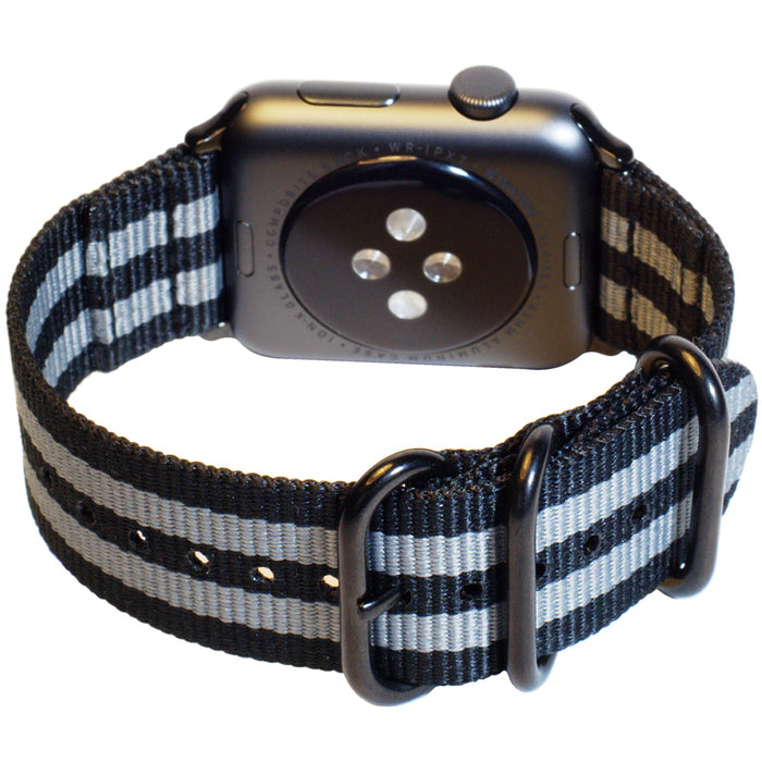 Carterjett Nylon NATO Apple Watch Band in Gray and Black - Cult of Mac Watch Store