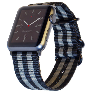 Carterjett Nylon NATO Apple Watch Band in Gray and Black - Cult of Mac Watch Store